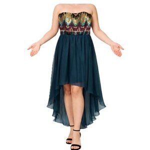 Vintage AS U WISH Womens Dress Size 9 Strapless Sequins Sheer Lined Y2K 90s